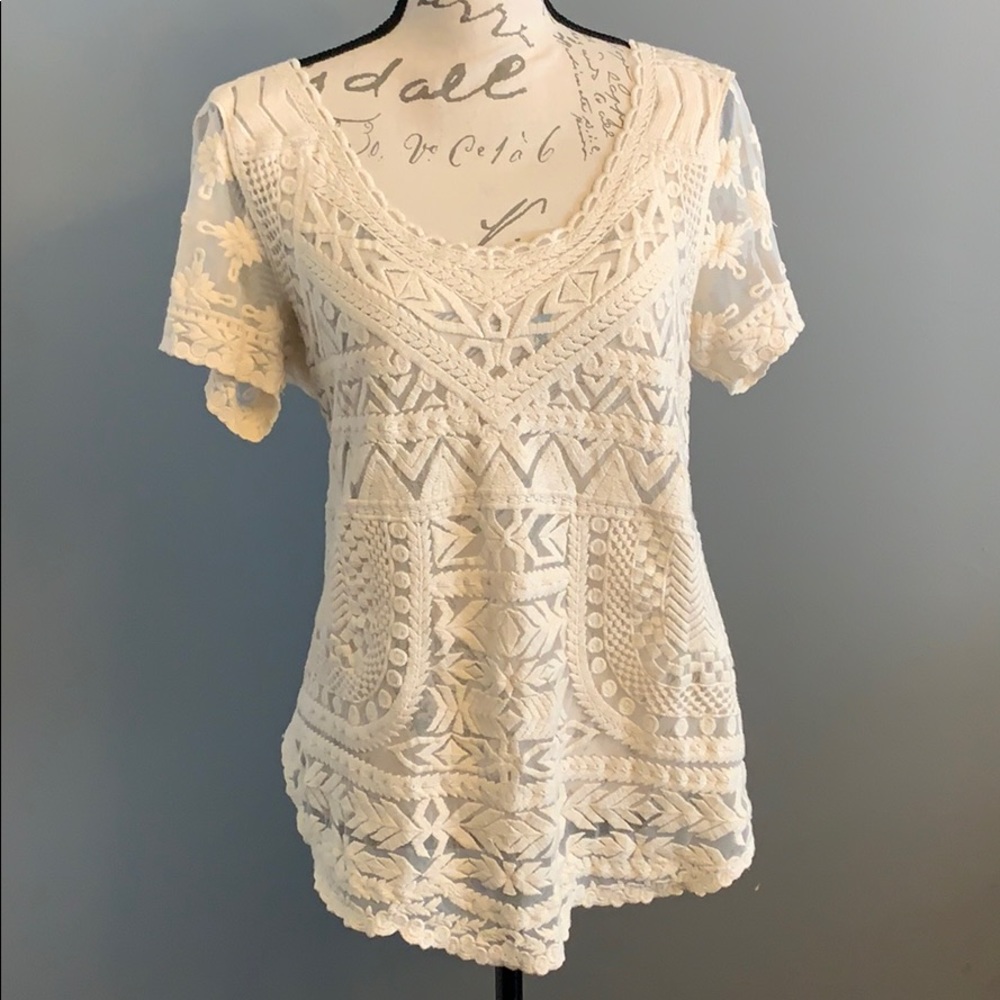 EUC Anthropologie Meadow Rue Lace Crochet Tunic S